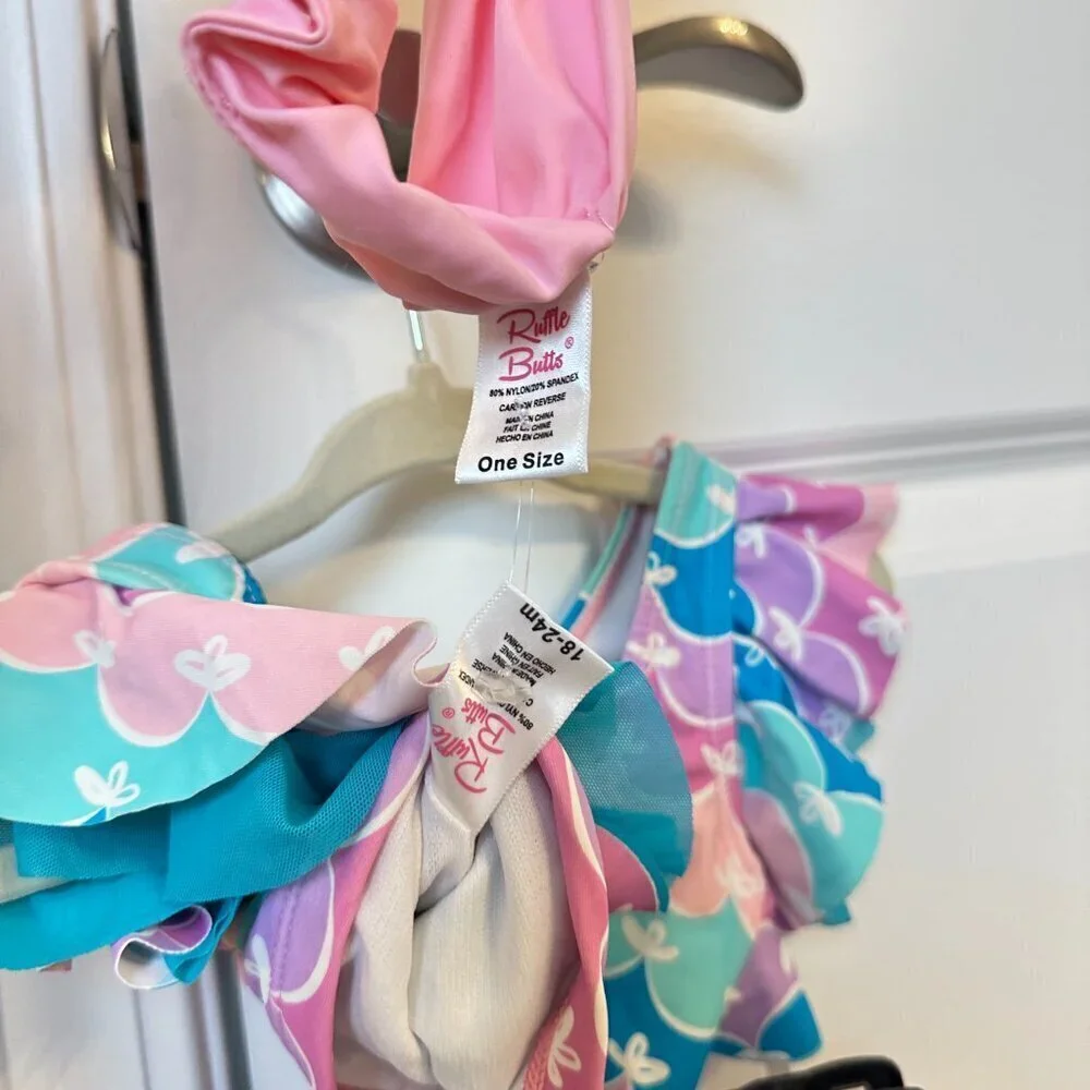 RUFFLEBUTTS Mermaid Butterfly Tankini 18-24 Months